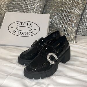 Steve Madden Jeweled lug sole loafers, black, patent leather's, 7 1/2 m